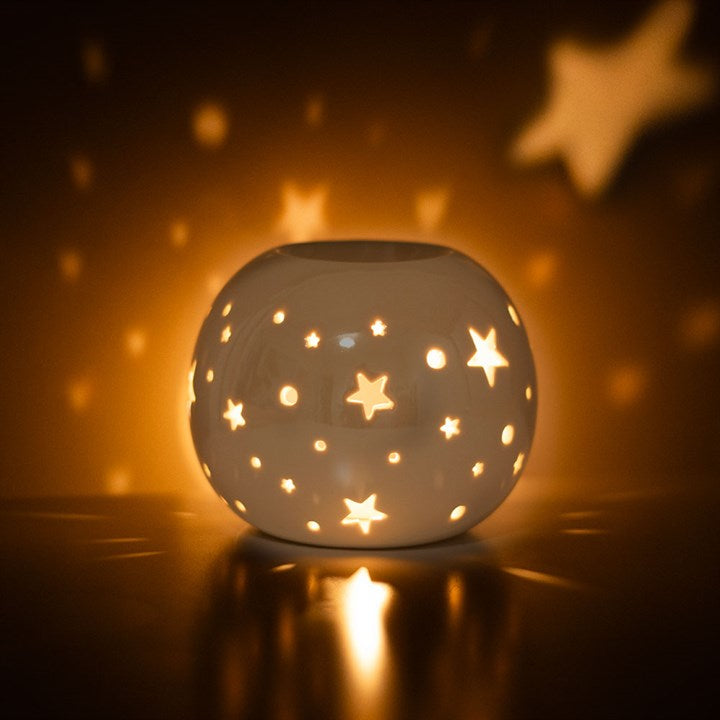 White iridescent star burner
